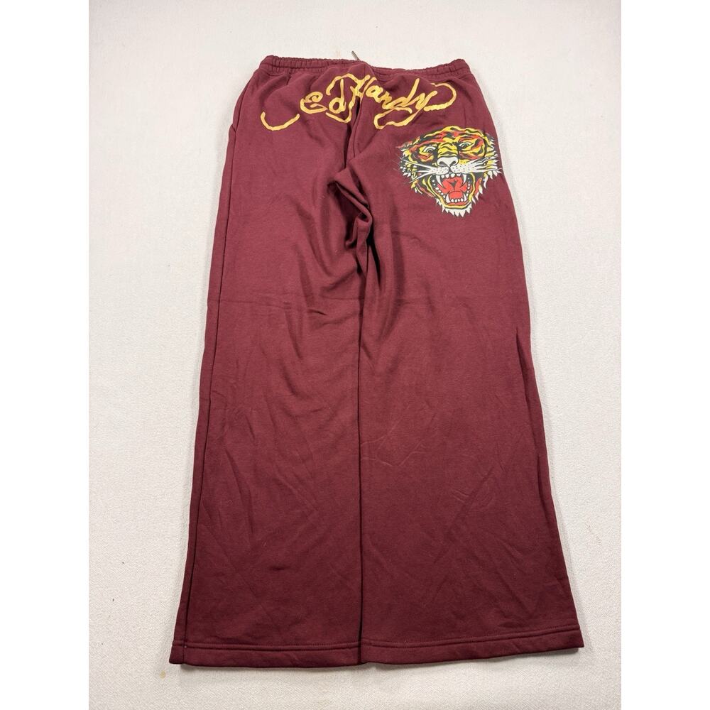 Ed Hardy Sweatpants Mens XL Fleece Tiger Graphic Wide Leg Lounge Pants Y2K